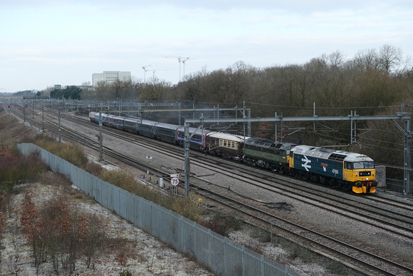 5Z36 Crewe H.S - Eastleigh Works | Knowhill Junction, Milton Keynes | 47593 + 47501. 09/02/2021