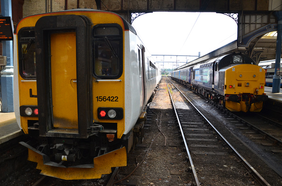 156422 stabled with 2C55 with 37425 TnT awaiting next duties | Norwich